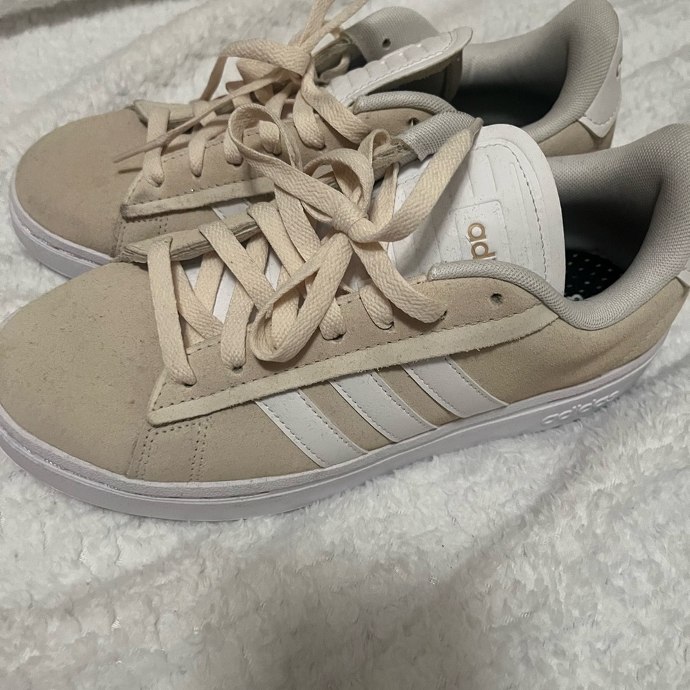 Adidas Beige and White Sneakers
